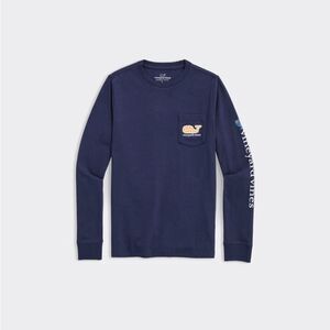 Vineyard Vines Boys' Hanukkah Icons Long-Sleeve Pocket Tee Navy 2T NWT IN PKG